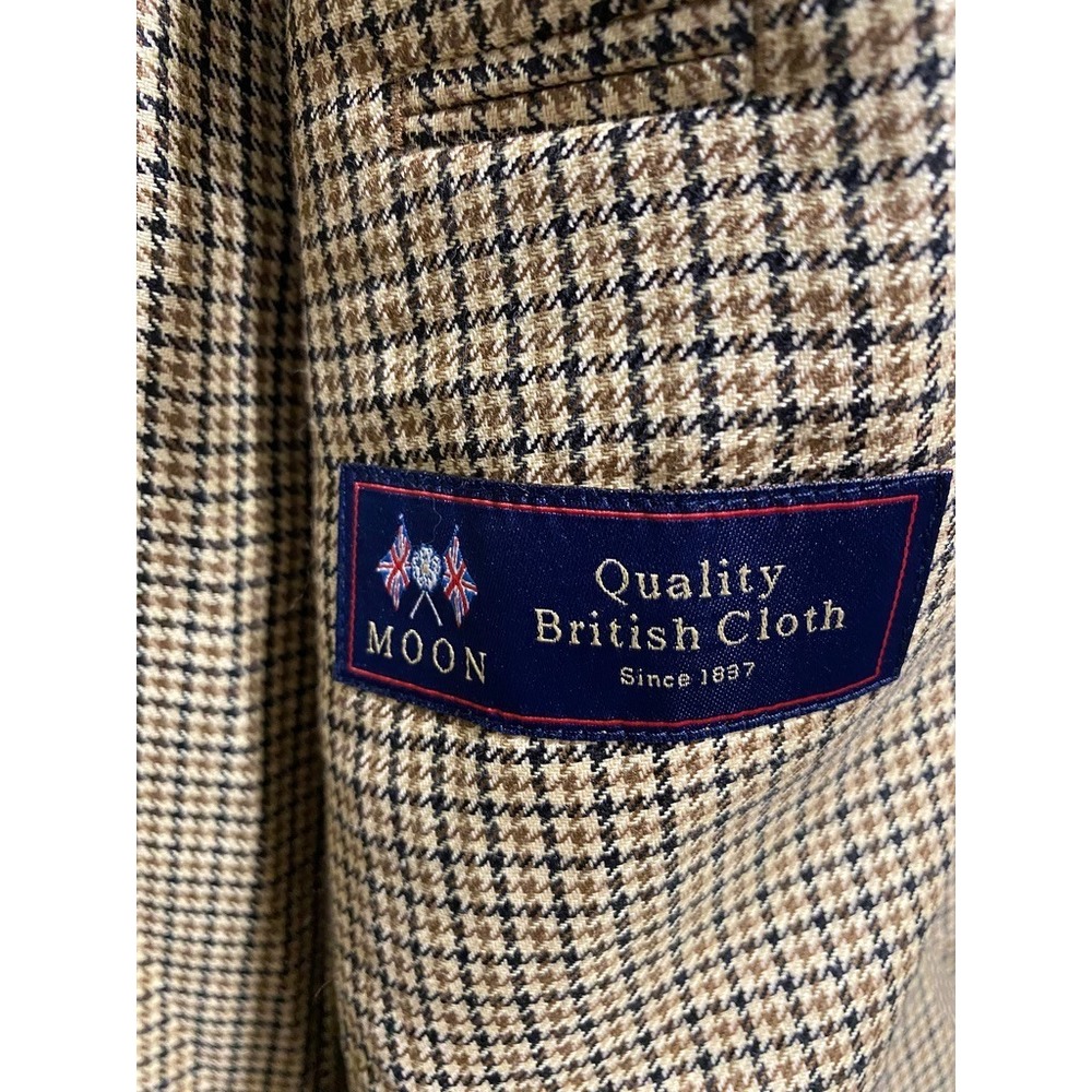 J Crew Blazer Mens 40R Ludlow British Moon Cloth Houndtooth Wool Linen Blend - Picture 6 of 13